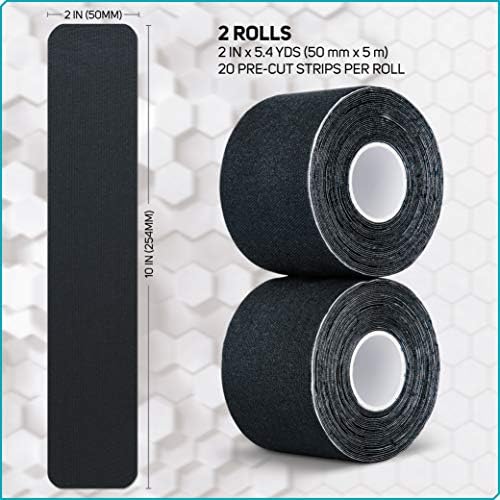 Care Science Waterproof Black Kinesiology Tape, 40 Precut Strips, 2 Rolls - Image 6