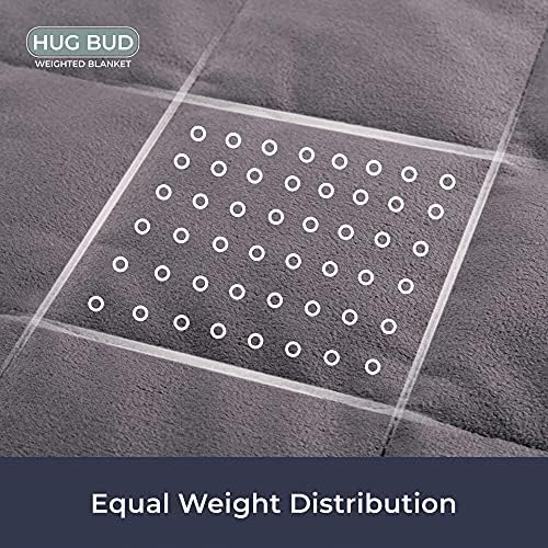 Hug Bud Weighted Blanket - 60" X 80" - 12-lbs - No Cover Required - Fits Queen/King Size Bed - for 90-120-lb Adult - Silky Minky Grey - Premium Glass Beads - Calming Stimulation Sensory Relaxation - Image 4