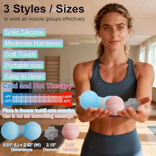 HODEMI Peanut Massage Ball Set, 3 Pack Peanut Roller, Textured Massage Ball & Trigger Point Ball for Deep Tissue Massage and Myofascial Release for Back, Neck, Hip and Foot with Mesh Bag - Image 4