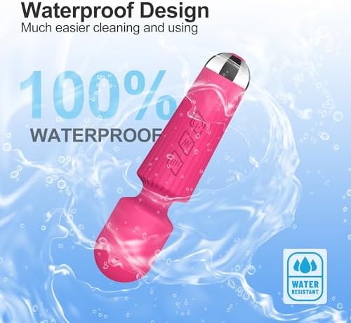 Handheld Wand Massager 20 Modes 8 Speeds, Quiet Mini Vibration Massager for Deep Tissue & Muscle Recovery, Neck Back Shoulder, Cordless Portable (Red) - Image 4
