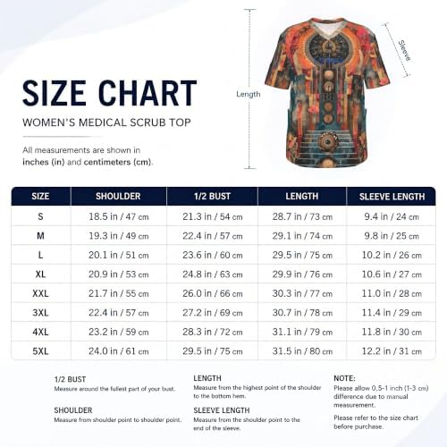 Men's Scrub Top,V-Neck Spill Wrinkle Resistant,3 Pockets-Ornate Collage (3) - Image 5