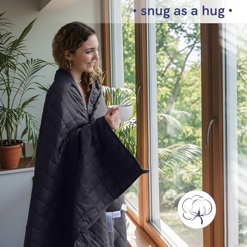 YnM Exclusive Weighted Blanket, Soothing Cotton, Smallest Compartments with Glass Beads, Bed Blanket for One Person of 140lbs, Ideal for Twin/Full/Queen Bed (48x72 Inches, 15 Pounds, Dark Grey) - Image 3