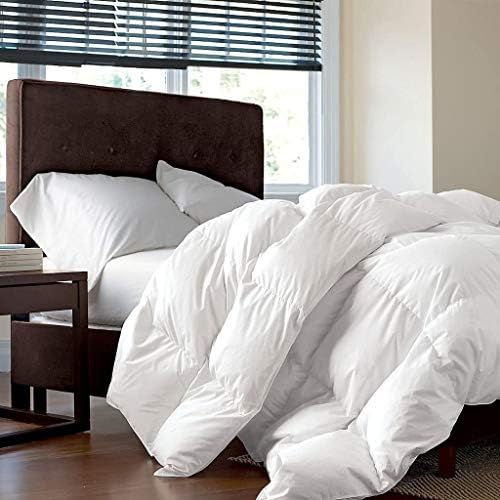 Luxurious Twin/Twin XL Size Goose Down Fiber Waterfowl Feather Fiber Comforter Duvet, 100% Egyptian Cotton Cover, 50 oz. Fill Weight, Baffle Box Design, White Solid - Image 2