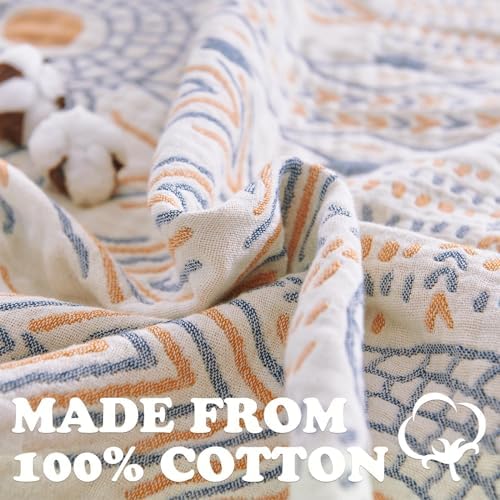 jinchan 100% Cotton Muslin Blanket Twin Boho Blanket 50x60 Orange Multi - Image 3