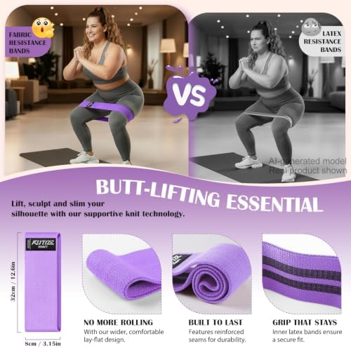 KUTIZE Ankle Resistance Bands with Cuffs & Fabric Resistance Bands Set - Legs & Glutes Workout Equipment for Women & Men, Home Gym Heavy Exercise Bands for Hip, Yoga, Strength Training, Rehab, Pilates - Image 5