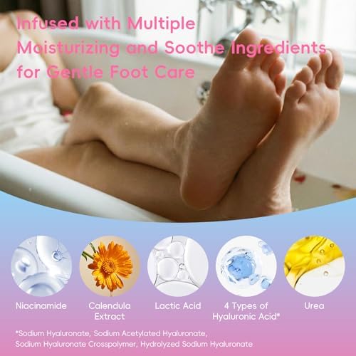 QUIYUM 6 Pairs Peach & Aloe Vera Exfoliating Foot Mask, Foot Peeling Masks - Image 5