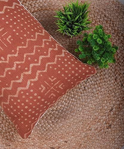Trade Star 100% Cotton Throw Pillow Cover Handwoven Oblong Pillow Case Indian Cushion Cover Boho Luxury Living Room Decor Ethnic Rectangle Spring Pillow Case (Rust ALMA 12X24 INCHES) - Image 4