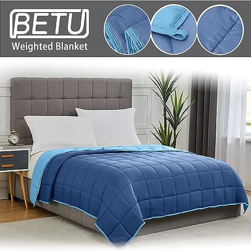 Weighted Blanket for Adults 12lbs, 48"x72", Twin Full Size Cooling Heavy Throw Blanket for 110-130lbs, Microfiber Soft Big Blankets Weighted Comforter, Blue - Image 3