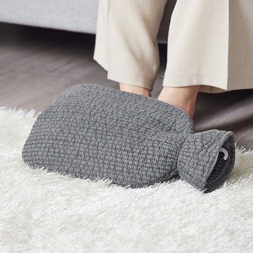 Fashy Hot Water Bottle with Quilted Cotton Cover (Gray, 67oz) - Image 4