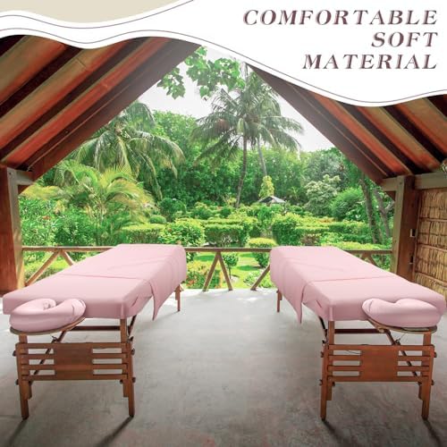 Mixweer 9 Pcs 3 Set Microfiber Massage Table Sheets Set Bulk Includes Flat Sheet, Fitted Sheet with Pocket, Face Rest Cover(Pink) - Image 5