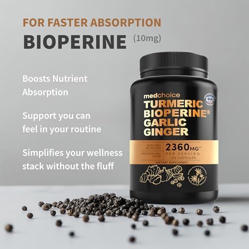 MEDCHOICE 4-in-1 Turmeric Joint Support with Garlic & BioPerine, 120ct - Image 3