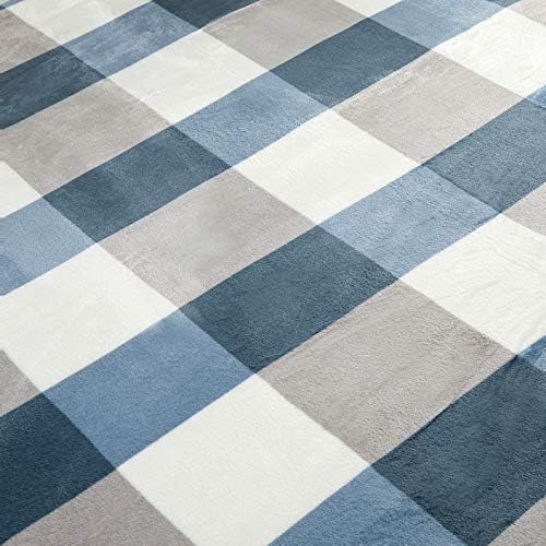PU MEI Sherpa Throw Blanket for Couch Sofa 50“*60”-Fuzzy Soft Cozy Fleece Thick Warm Blanket for Winter, Soft Throws Plush Fluffy Lattice Flannel Blankets (Grey-Soft Blue) - Image 5