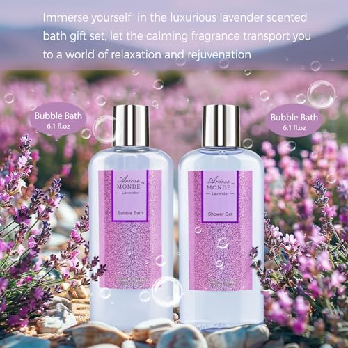 Gift Basket Bath and Body Gifts Set, 8pcs Lavender Spa Gift Set for Women - Image 3