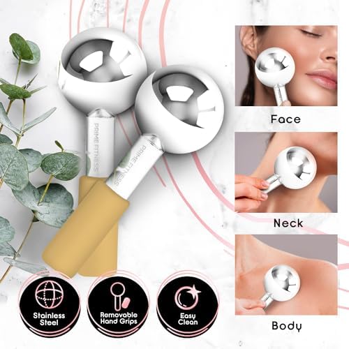 Ice Globes for Facials | Unbreakable Steel Cooling Roller | Cryo Sticks for Face | Massager for Face Neck & Eyes | Skin Care for Dark Circles, Puffiness, Wrinkles, Collagen Production (Gold) - Image 2