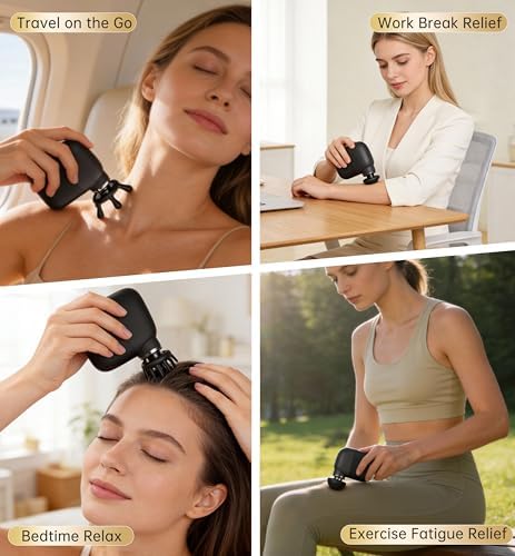 Mini Massage Gun Portable Deep Tissue Percussion Muscle Massager Lightweight Handheld Electric Quiet Massager Gun for Pain Relief High Intensity Silent Body Massager for Travel Gifts for Women Black - Image 5