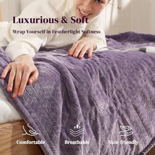 Twin Electric Blanket 62"x84" Heating Blanket Twin Heated Blanket, Lavender - Image 3
