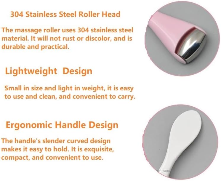 Mini Eye Face Rollers Massager 304 Stainless Steel Ice Silicone Roller for Relief Pain Skincare Facial Women Girl Gift Pink Color - Image 6