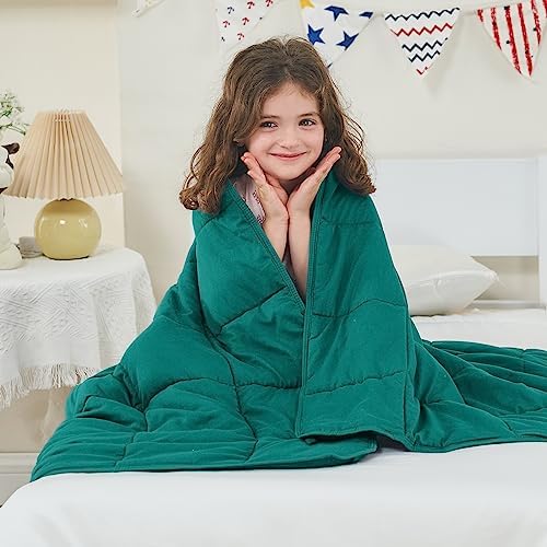 yescool Weighted Blanket (10 lbs, 41" x 60", Dark Green) Cooling Heavy Blanket, Perfect for 90-110 lbs, Breathable Throw Blanket Gifts with Premium Glass Bead, Machine Washable by yescool