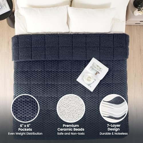 Drewin Weighted Blanket for Adults 60" x 80" 15lbs Fuzzy Blankets Dark Grey - Image 4