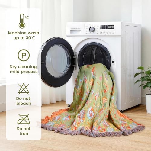 MSGKV Boho Throw Blanket 90"x108" 100% Cotton Flower Butterfly Blanket King - Image 6