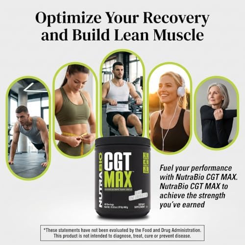 NutraBio CGT-MAX Powder- Creatine, Glutamine and Taurine to Support Muscle Recovery and Strength - 40 Servings - Unflavored - Image 4