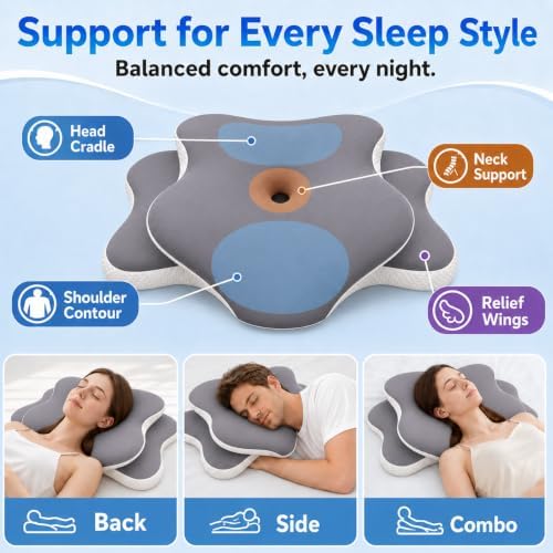 Ergo Cervical Neck Pillow, Memory Foam Contour Pillow for Side Sleepers - Image 3