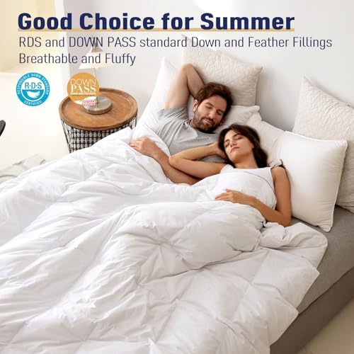 SNOWMAN Premium Cooling Down Comforter Twin Size, White Summer Down Blanket - Image 3