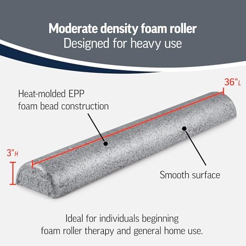 OPTP Silver AXIS Moderately Firm Foam Roller – Half-Round, Silver, 36" x 3" - Image 3