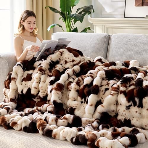 Anysay Faux Fur Throw Blanket, 1000GSM Fluffy Soft Bubble Blanket 80''*90'' - Image 4
