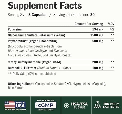 Vegan Glucosamine Chondroitin MSM – Joint Supplements for Men and Women with Glucosamine Sulfate 1500 mg – Joint Health Supplement for Cartilage, Mobility & Joint Support – 90 Capsules - Image 2