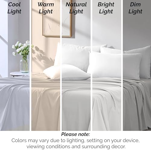 Oversized Queen Flat Sheets Only 2 Pack Set Wrinkle Free 90x102 Light Grey - Image 6
