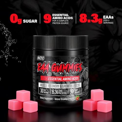 EAA Gummies - 2:1:1 BCAA Formula (8300mg) - Essential Amino Acids for Muscle Recovery & Endurance - Non-GMO, Gluten Free, Sugar Free, Vegetarian, Strawberry Flavor - 90 Count - Image 2