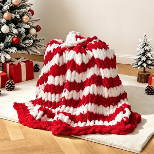 Chunky Knit Blanket Throw for Couch, 51"x63" Chunky Yarn Knitted Blankets - Image 4
