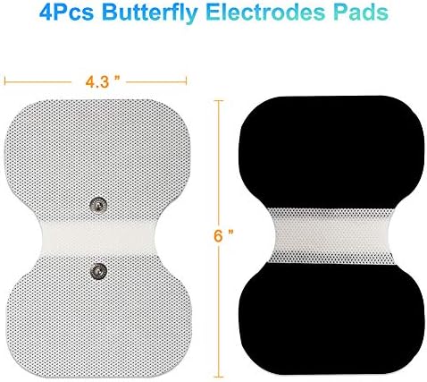 LotFancy TENS Unit Pads 4.3” X 6”, 4Pcs Snap Electrode Pads Large, Butterfly Shape, Reusable, Self-Adhesive - Image 2
