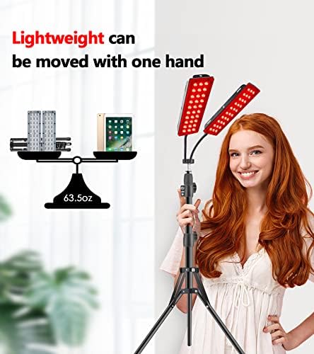 Red Light Therapy for Face Body, Astarexin Dual-Headed Infrared Light Therapy Lamp with Stand - 660nm Redlight and 850nm Near Infrared Light Therapy Device for Fully Body Pain Relief - Image 6