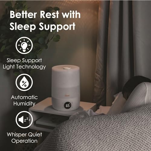 Crane Ultra-Quiet 3-in-1 Humidifier, Essential Oil Aroma Diffuser & Soothing Sleep Light - Compact 1.2 Gallon Capacity with Adjustable Night Light & Fragrance Tray - Ideal for Bedroom and Office - Image 4