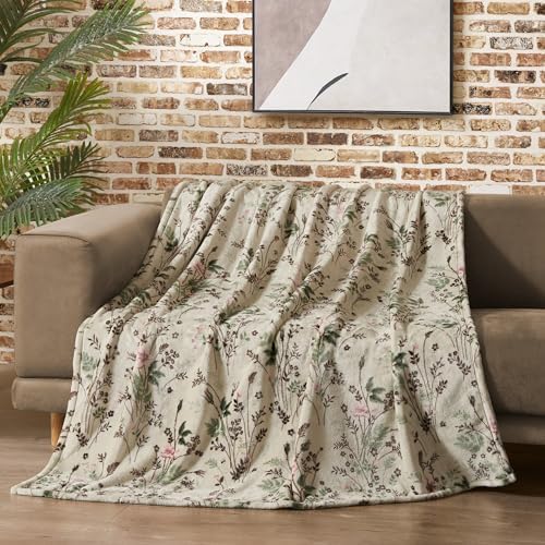 Lucky Brand Wildflower Beige Floral 50"x70" Cozy Plush Blanket - Premium Microfiber Throw for Luxurious Comfort and Style by Unknown