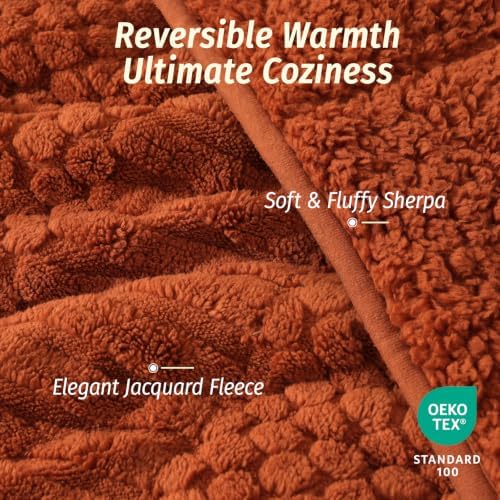 Wemore Sherpa Fleece Weighted Blanket for Adults, Orange 60" x 80" 15 lbs - Image 2