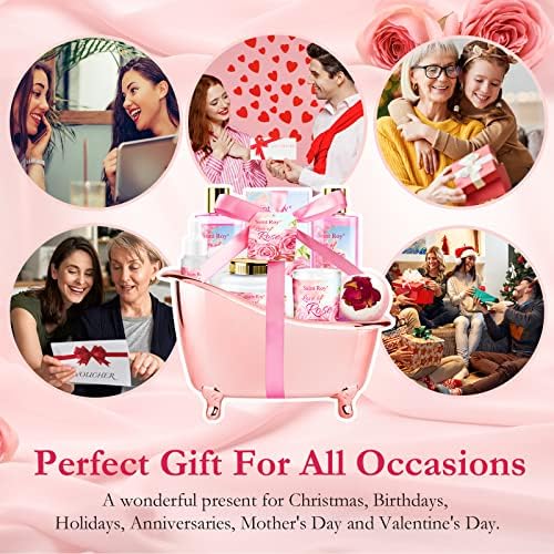 Spa Gifts for Women Rose Spa Gifts Bath and Body Gift Basket Set Care Kit - Image 3