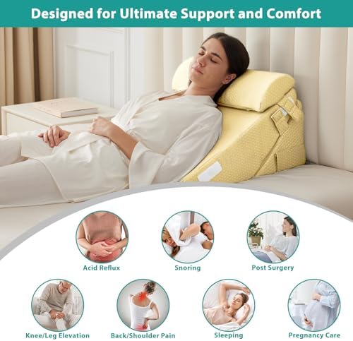 Bedluxe Wedge Pillow Set for After Surgery, Orthopedic Bed Wedge Yellow - Image 2