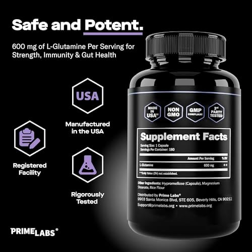 Prime Labs L-Glutamine Capsules 600 Mg for Men & Women - Image 5