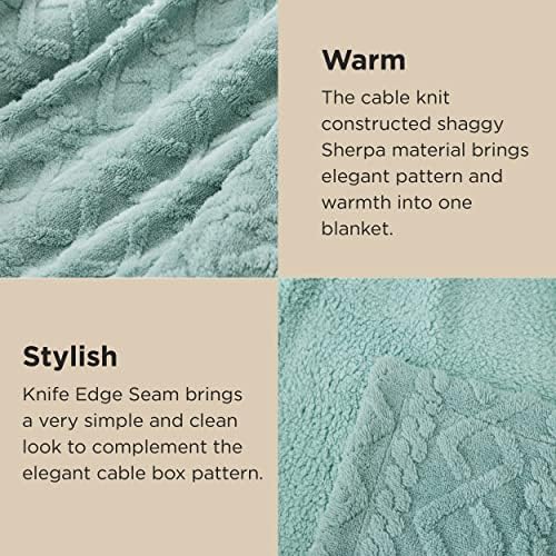 Bedsure Gentlesoft Sherpa Fleece Throw Blanket for Couch - Fluffy & Cozy Cable Jacquard Tufted Throw for Women Gift, Thick and Warm Christmas Blanket for Winter, Sage Green, 50x60 Inches - Image 4