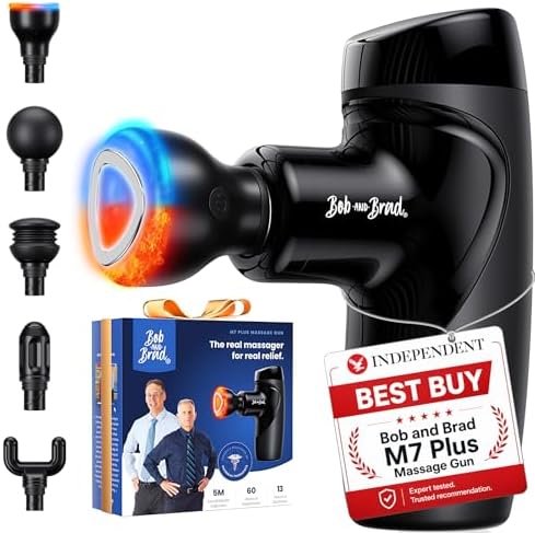 BOB AND BRAD M7 Plus Mini Massage Gun with Heat, FSA Eligible & HSA Approved Deep Tissue Percussion Massager for Back & Neck Stiffness - Portable, Quiet, Ultra-Lightweight by BOBANDBRAD