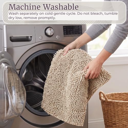Home Windsor 2 Piece Memory Foam Shag Bath Mat - Ivory - Image 5