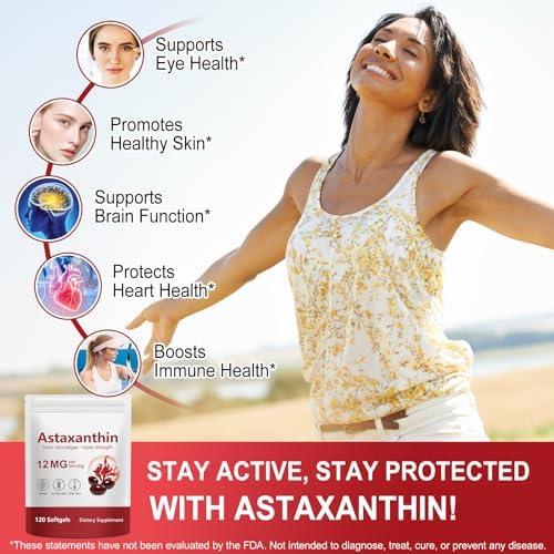 Astaxanthin Supplements 12mg - 120 Softgels | Premium Natural Antioxidant from Microalgae | Eye, Skin, Brain, Joint, Heart & Immune Health Support | Non-GMO, Gluten-Free - Image 5