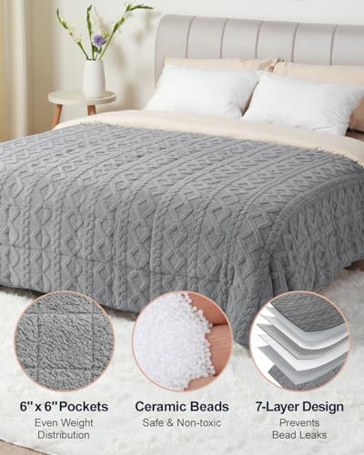 Ultra Soft Sherpa Weighted Blanket for Adults, 80"x87" 20lbs Heavy Blankets - Image 5