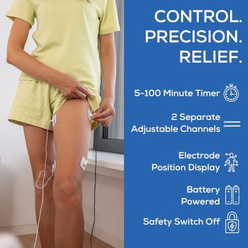 Beurer EM49 Digital TENS & EMS Device for Pain Relief and Muscle Stimulation, 15 TENS Programs, 35 EMS Programs, 2 Adjustable Channels with 4 Self-Adhesive Electrodes - Image 6