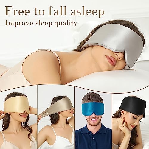 SECZIPE 100% Mulberry Silk Sleep Mask Eye Mask for Women Man with Adjustable Band, for Side Sleeper Blackout Sleep Mask for Travel Rest and Office (Gray) - Image 6
