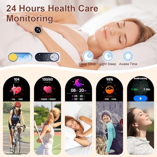 Smart Watches for Women(Make/Answer Call) with Diamond:1.32" Fitness Tracker Watch for HR/Blood Pressure/SpO2/Sleep Monitor,Digital Running Watches for Women Android/iOS,3 Strips - Image 5