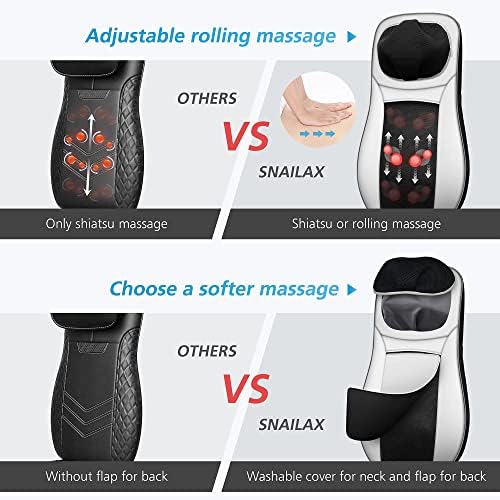 Snailax Back Massager with Heat, Adjustable Shiatsu Neck Massage Chair Pad - Image 3